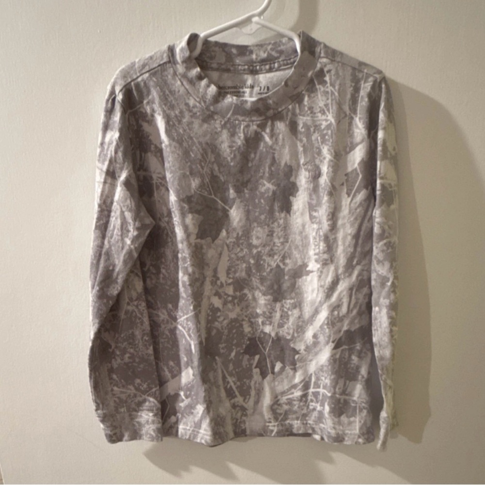 Boys Abercrombie Gray Camouflage Long Sleeve Shirt